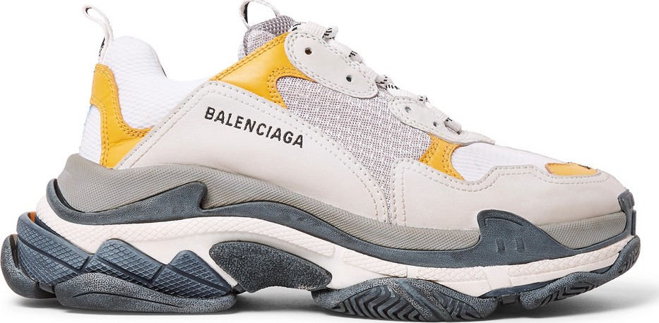 Balenciaga Triple S Mesh, Nubuck and Leather Sneakers