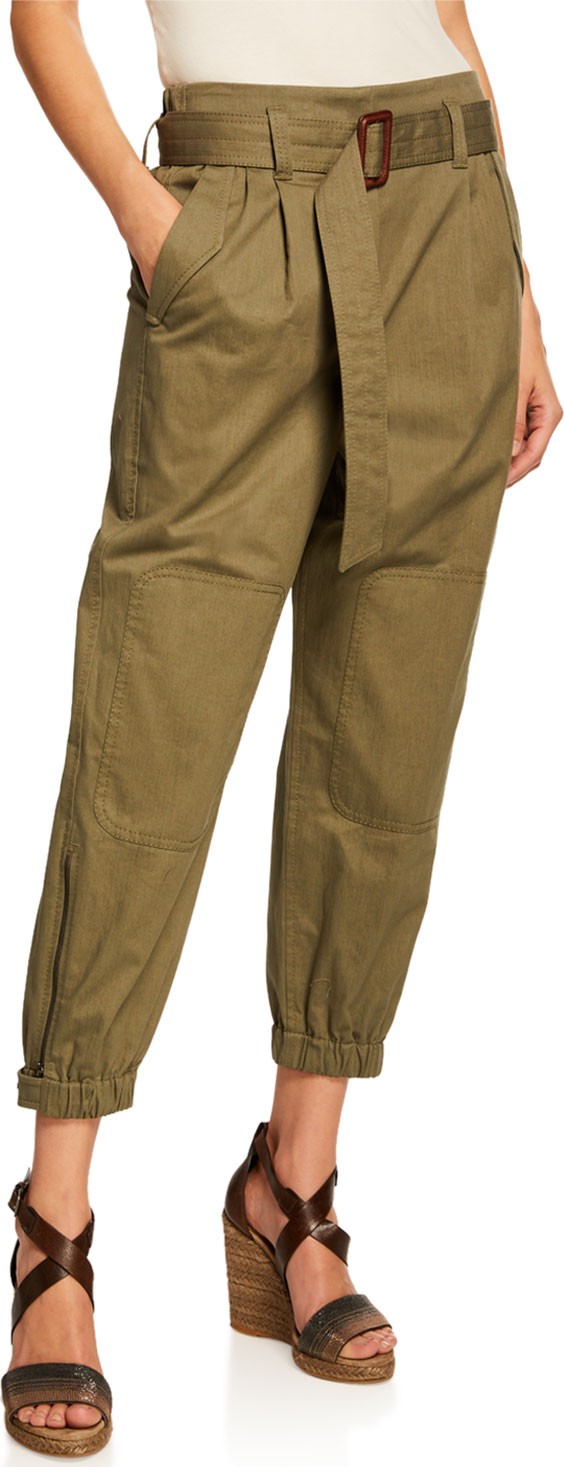 Brunello Cucinelli Belted Cotton Utility Pants