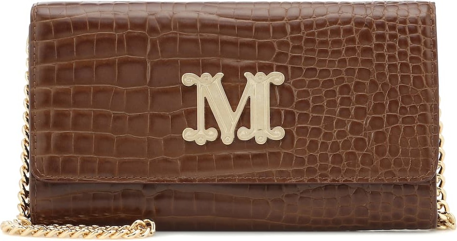 Max Mara Con croc-effect leather shoulder bag