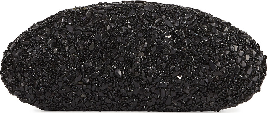 VBH Oval Crystal Compact Clutch Bag, Black