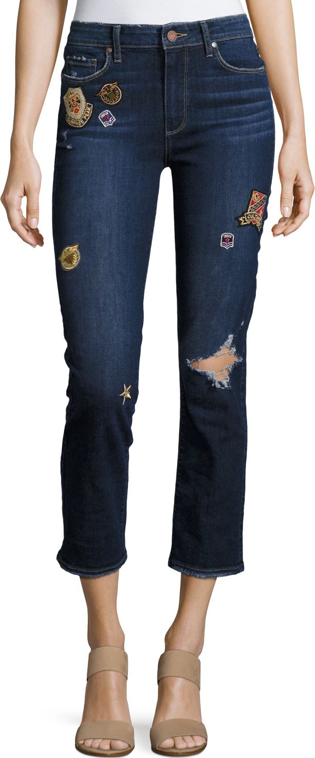 PAIGE Jacqueline Patch Straight Leg Jeans, Indigo
