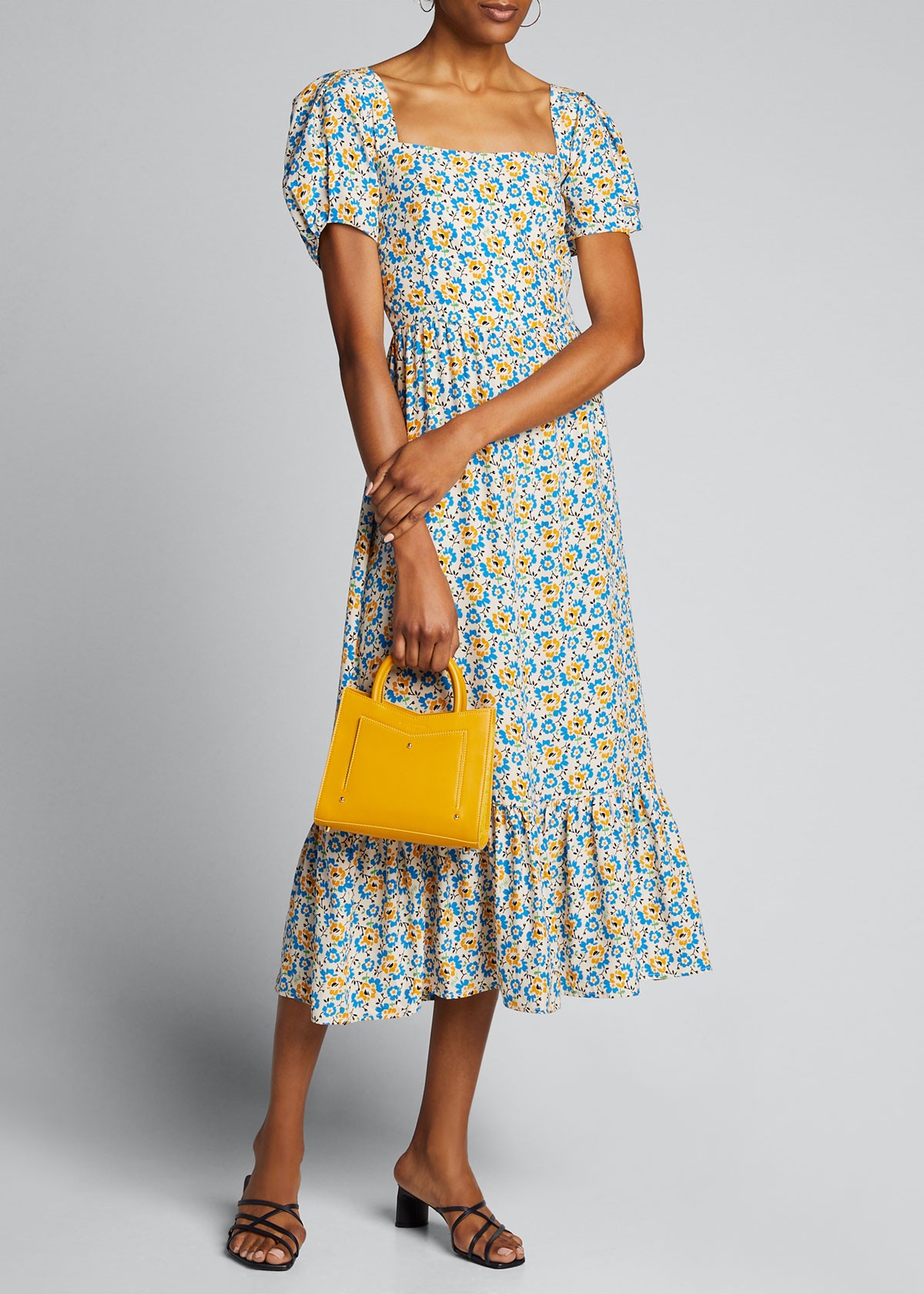 HVN Fromer Square-Neck Ruffle Gown