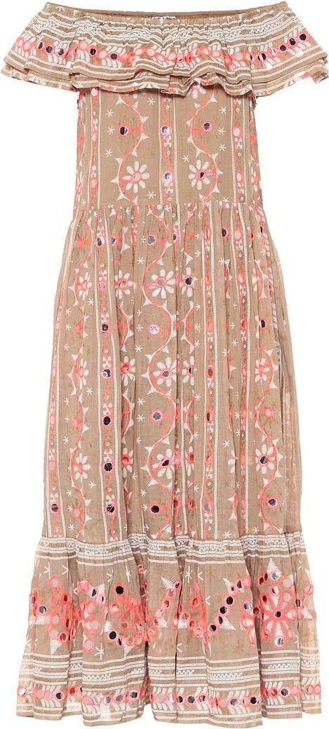 Juliet Dunn Embellished cotton midi dress