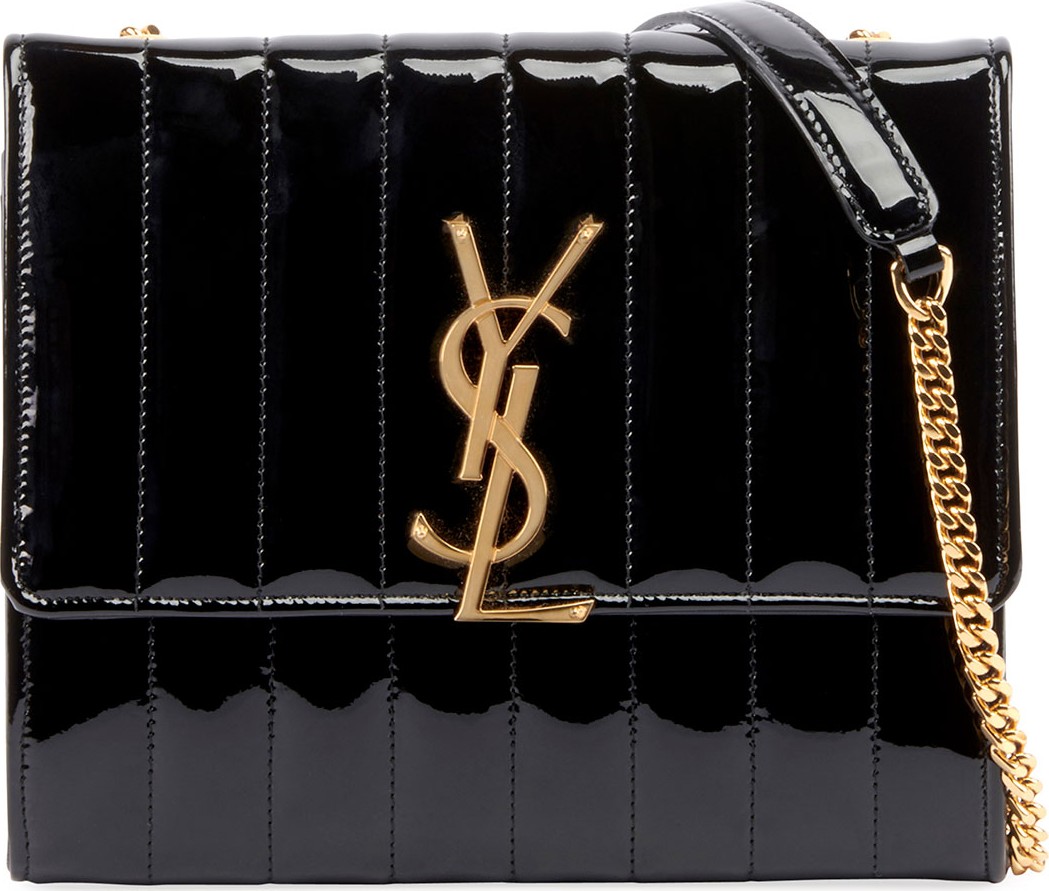 Saint Laurent Vicky Medium YSL Monogram Patent Chain Crossbody Bag