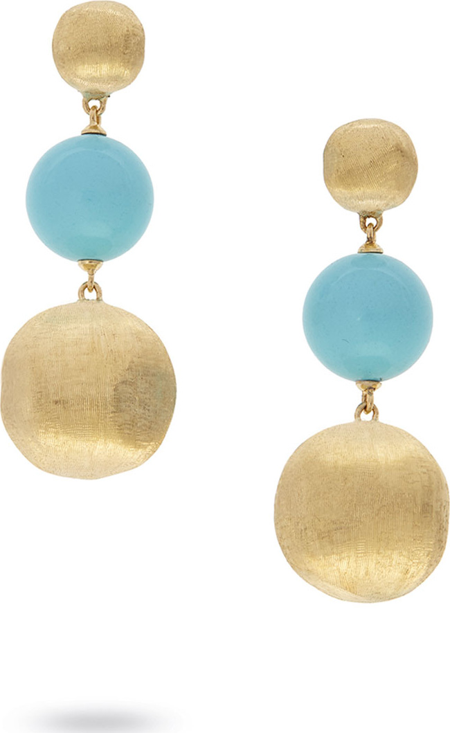 Marco Bicego 18k Gold Africa Large Turquoise 3-Drop Earrings