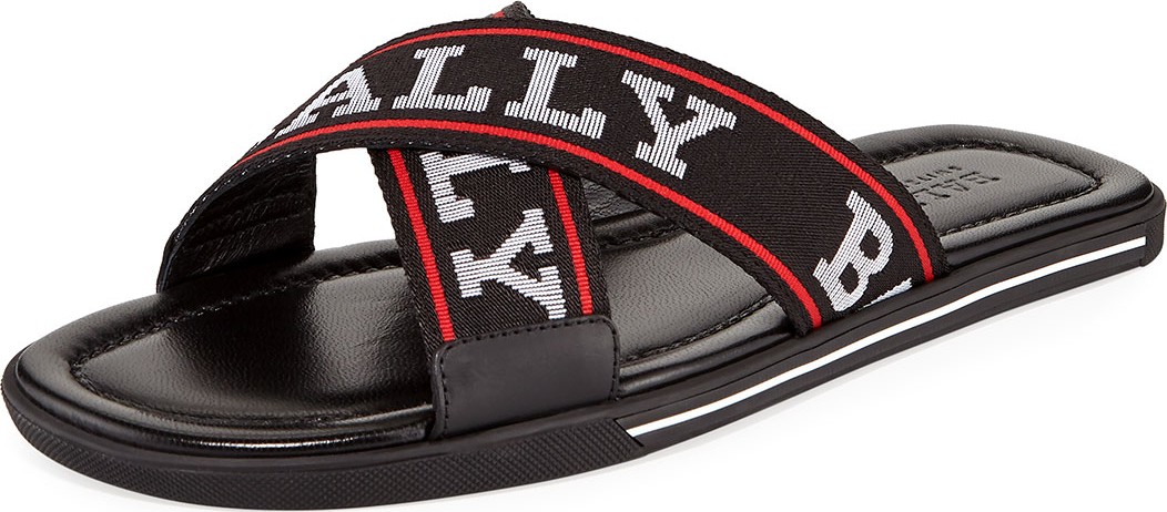 Bally Bonks Men's Crisscross-Logo Slide Sandals
