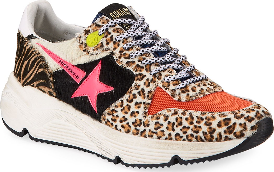 Golden Goose Deluxe Brand Running Mixed-Print Calf Hair Trainer Sneakers Golden Goose Deluxe Brand Running Mixed-Print Calf Hair Trainer Sneakers