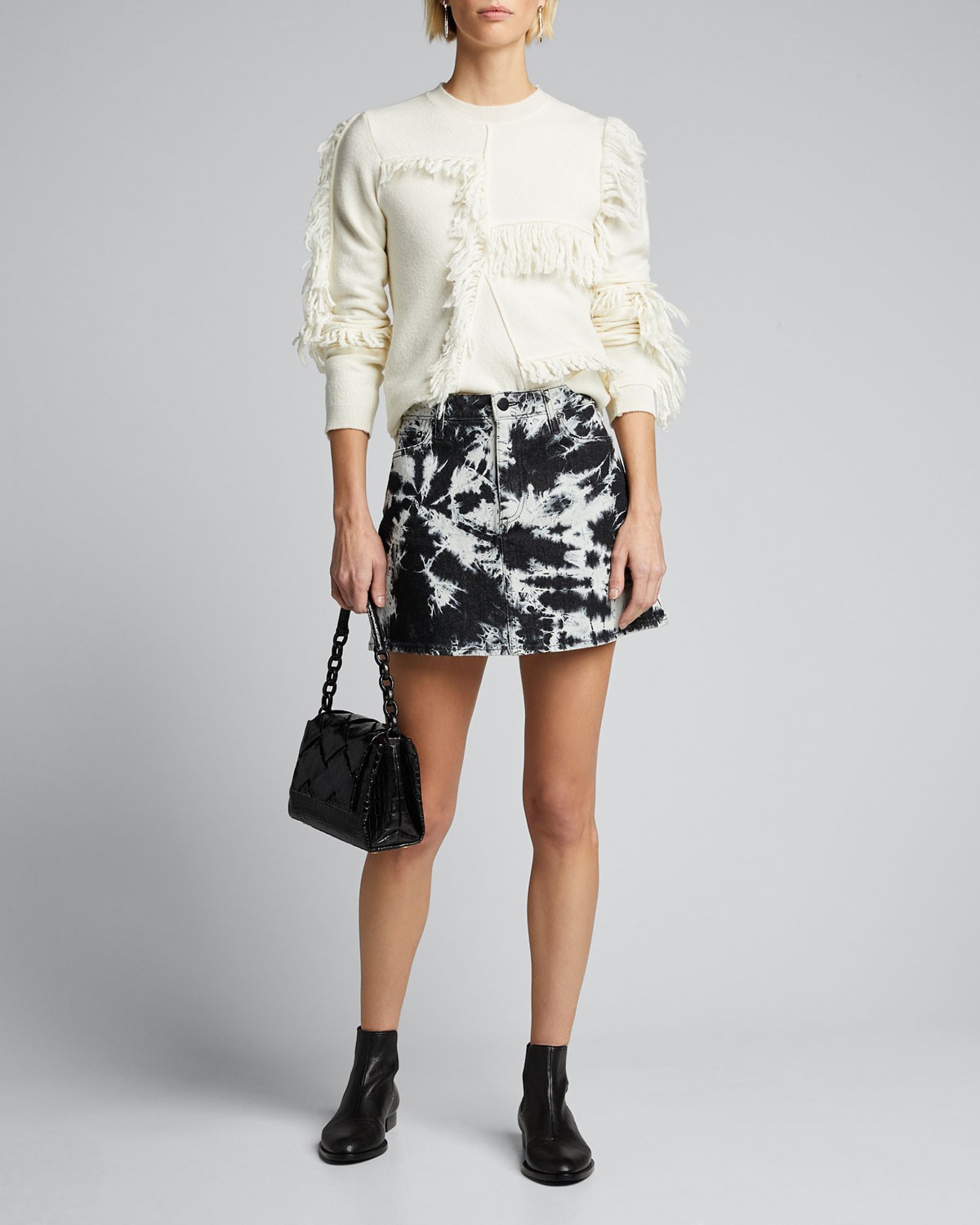 Alice + Olivia Good High-Rise Tie-Dye Denim Mini Skirt