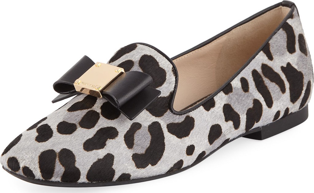 Cole Haan Tali Grand Bow Ocelot-Print Loafers