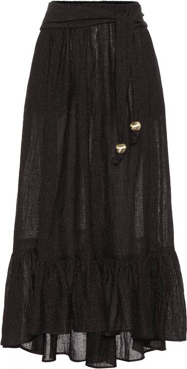 Lisa Marie Fernandez Linen-blend gauze midi skirt