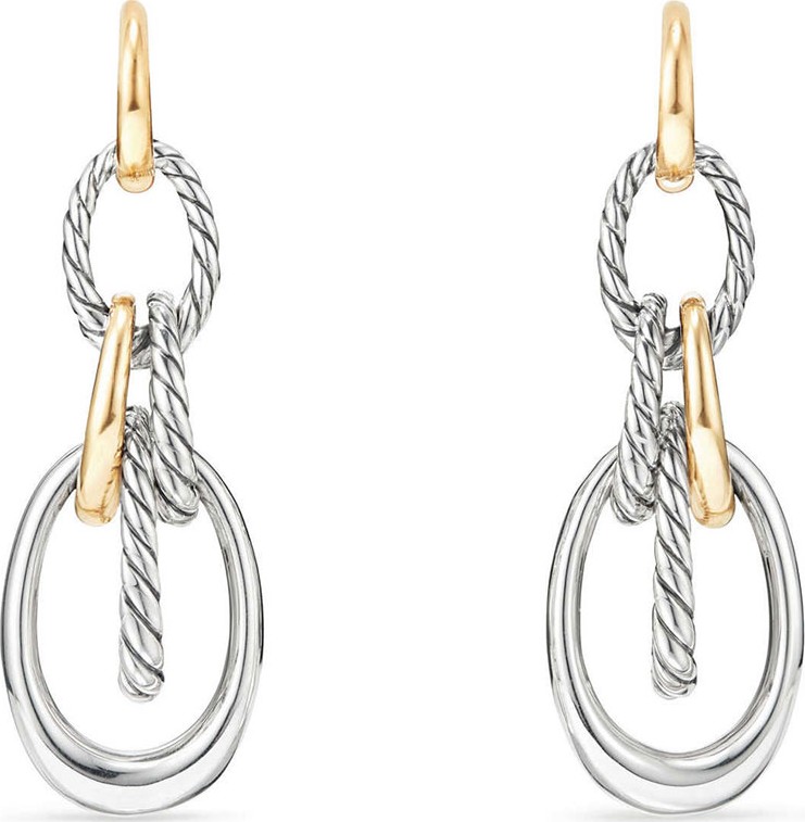 David Yurman Pure Form Convertible Link Drop Earrings w/ 18k Gold