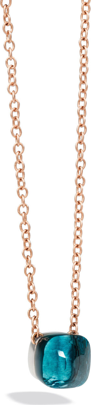 Pomellato Nudo 18k Rose Gold Blue Topaz Pendant Necklace