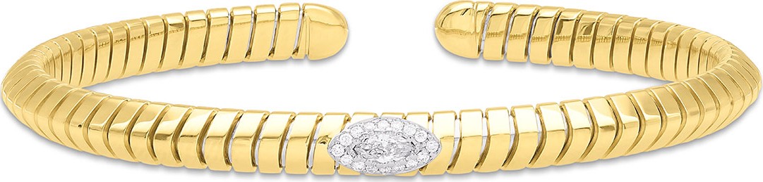 Marina B Trisola 18k Diamond Navetta Bangle, Size M