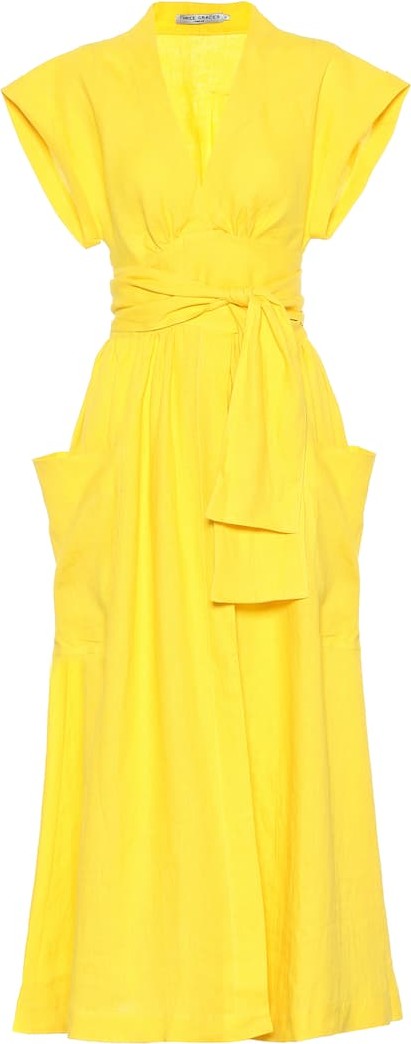 Three Graces London Clarissa linen midi dress