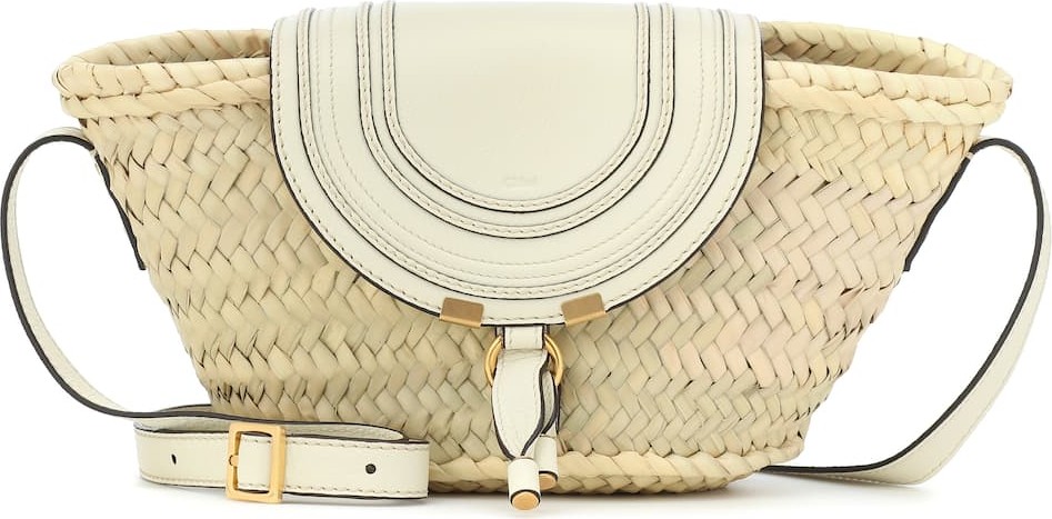 Chloe Marcie Small raffia crossbody bag