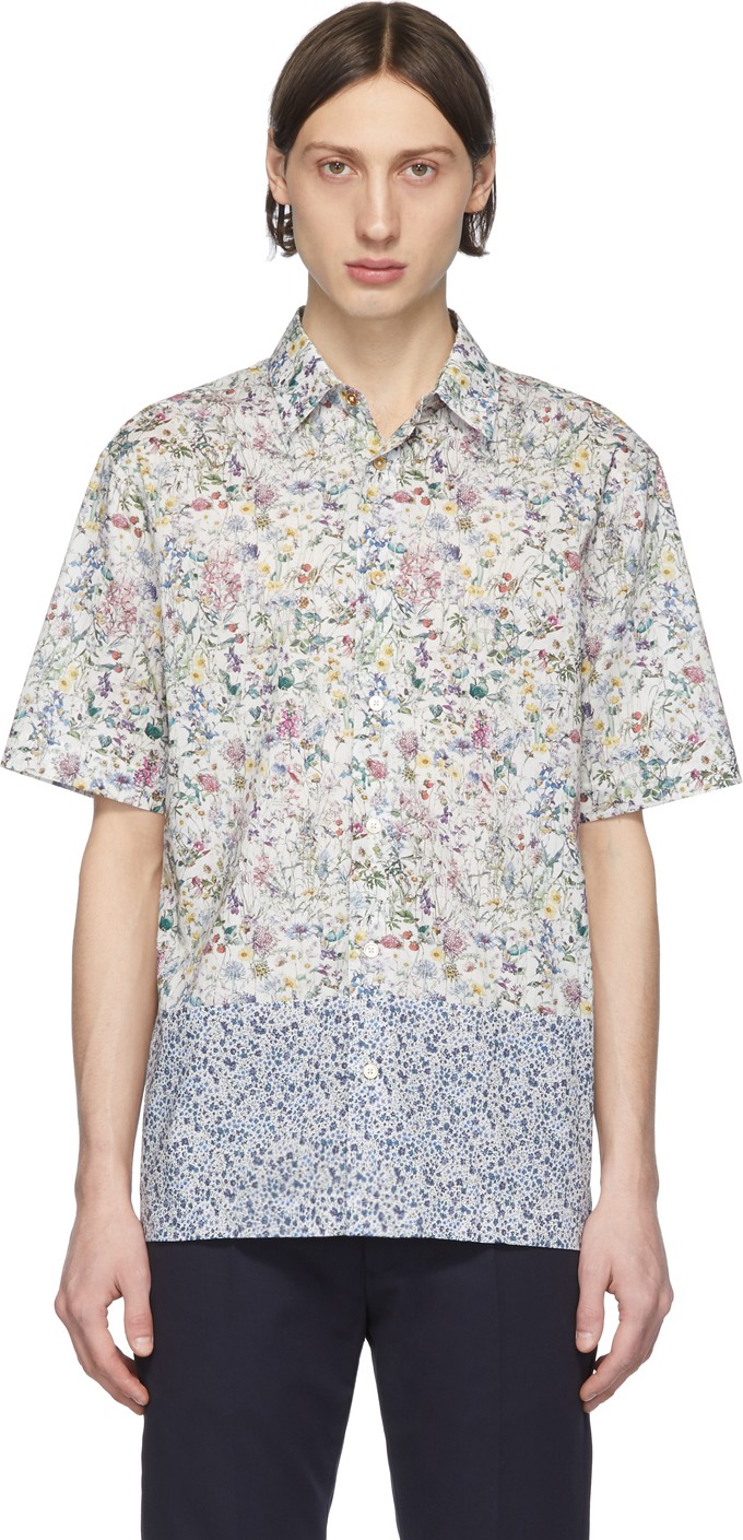 Paul Smith White Floral Short Sleeve Shirt