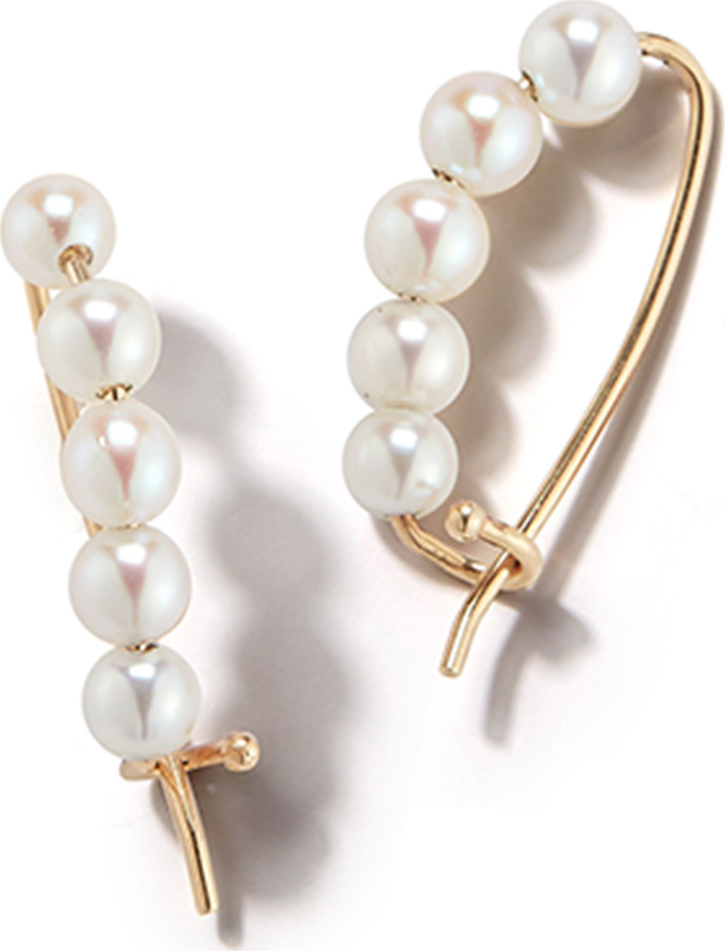 Mizuki 14k Gold Small Pearl Pin Earrings
