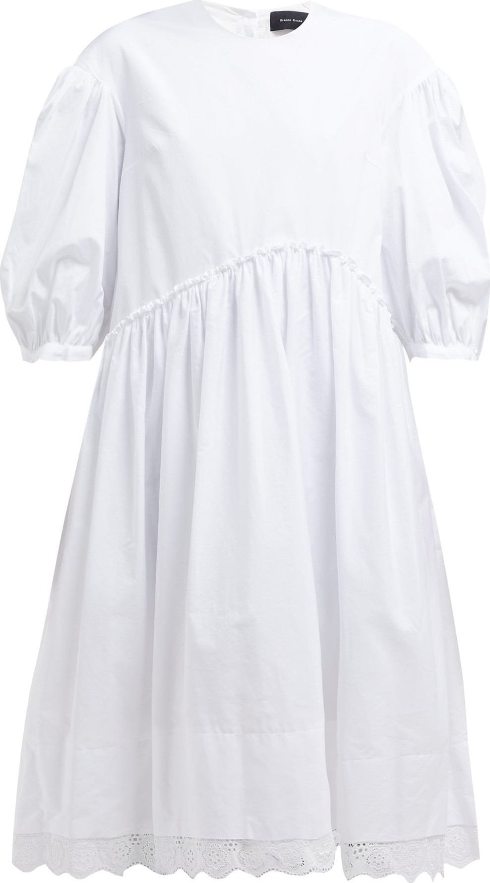 Simone Rocha Puffed-sleeve cotton-poplin dress