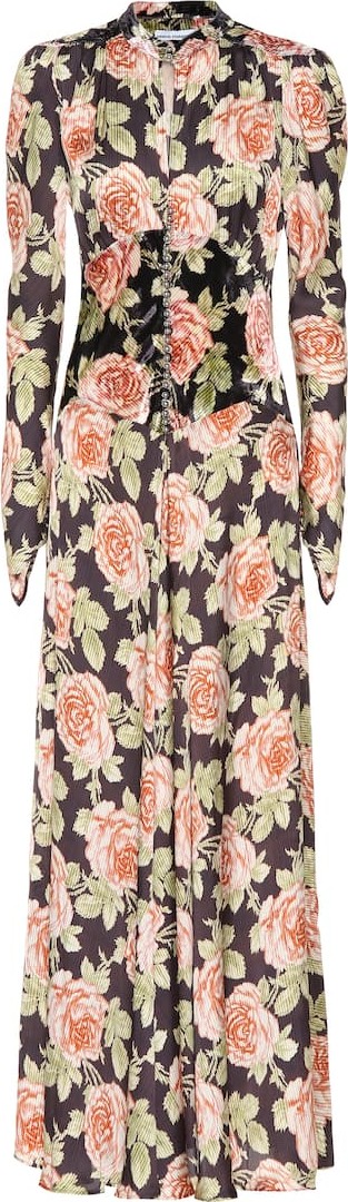 Paco Rabanne Floral velvet maxi dress