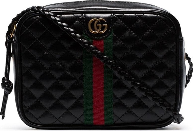 Gucci black quilted-leather small shoulder bag