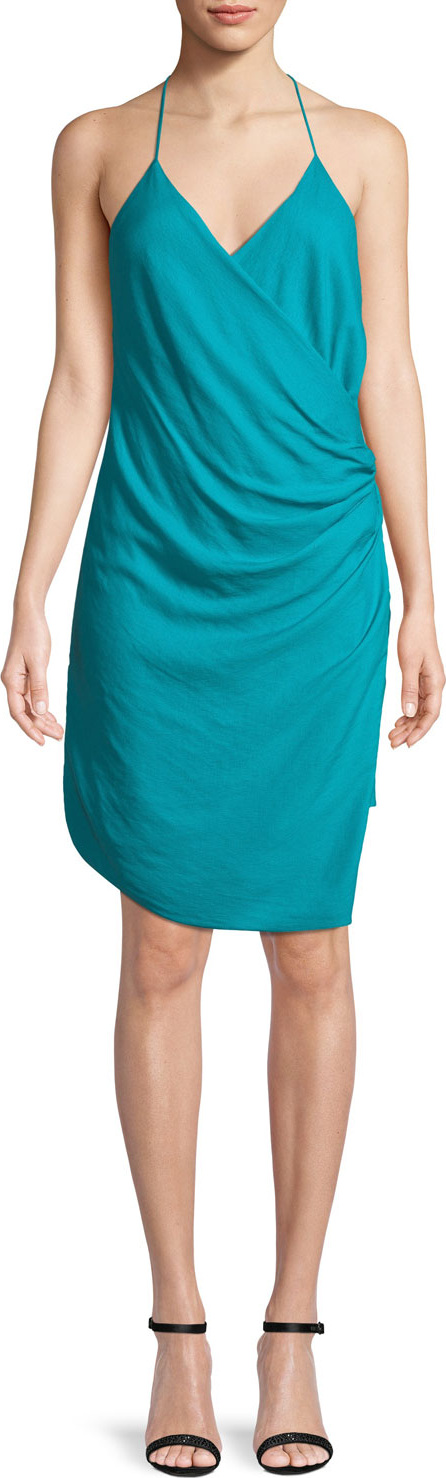 Haute Hippie Poolside Wrap-Front Sleeveless Mini Dress