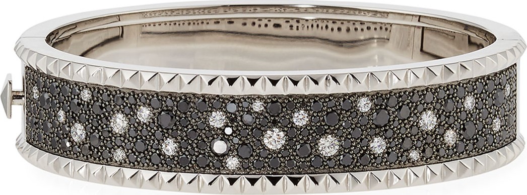 Roberto Coin ROBERTO COIN ROCK & DIAMONDS Medium 18K White Gold Bangle Bracelet