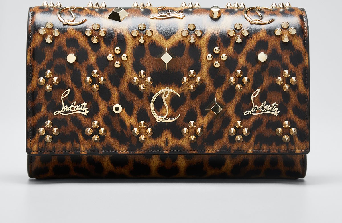 Christian Louboutin Paloma Leopard Patent Clutch Bag