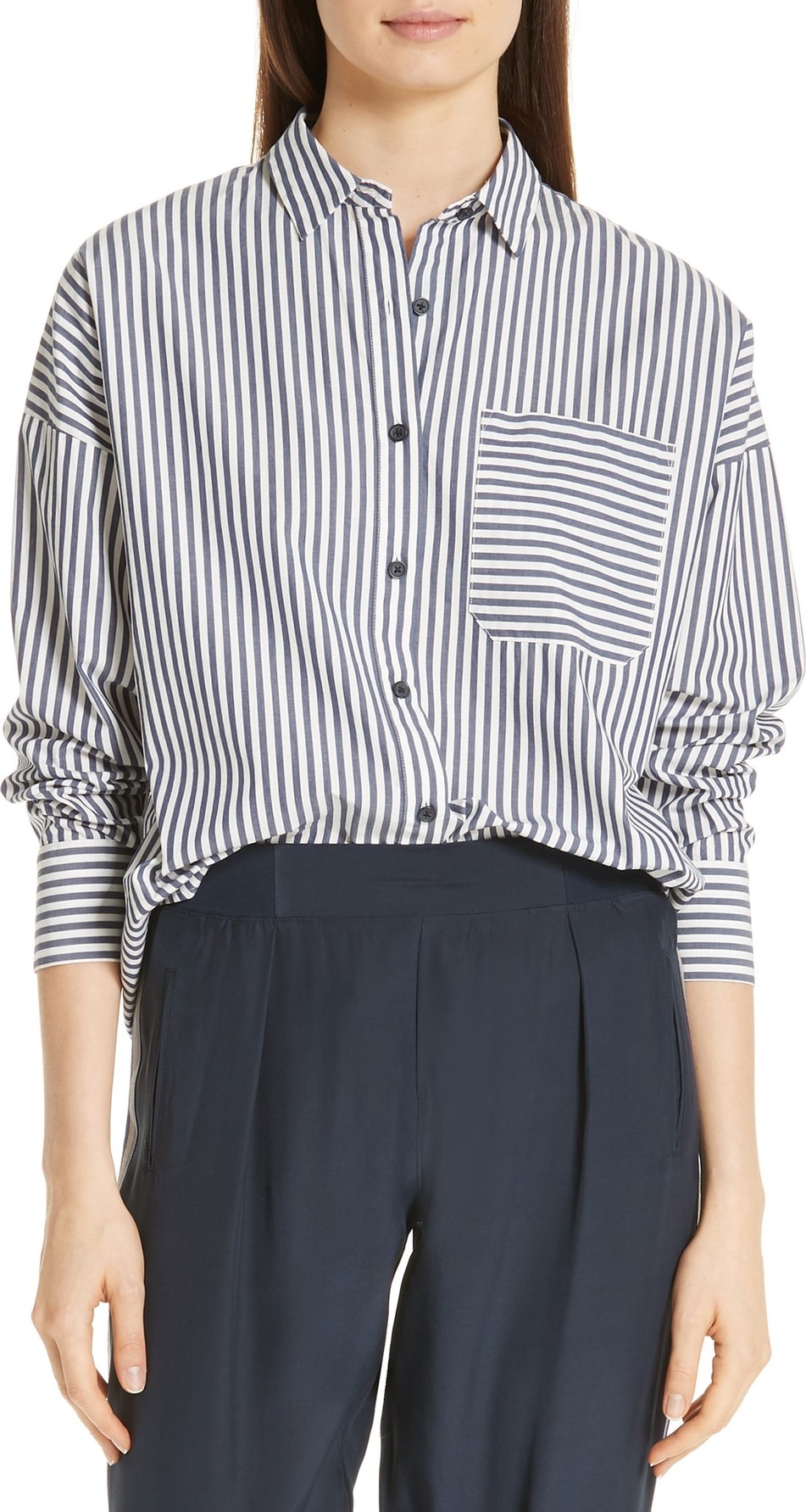 ATM Anthony Thomas Melillo Railroad Stripe Boyfriend Shirt