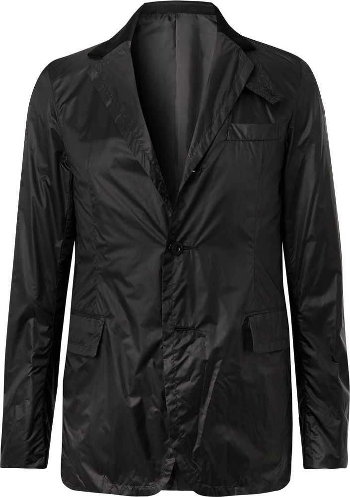 Sacai Black Slim-Fit Velvet and Wool-Trimmed Nylon Blazer