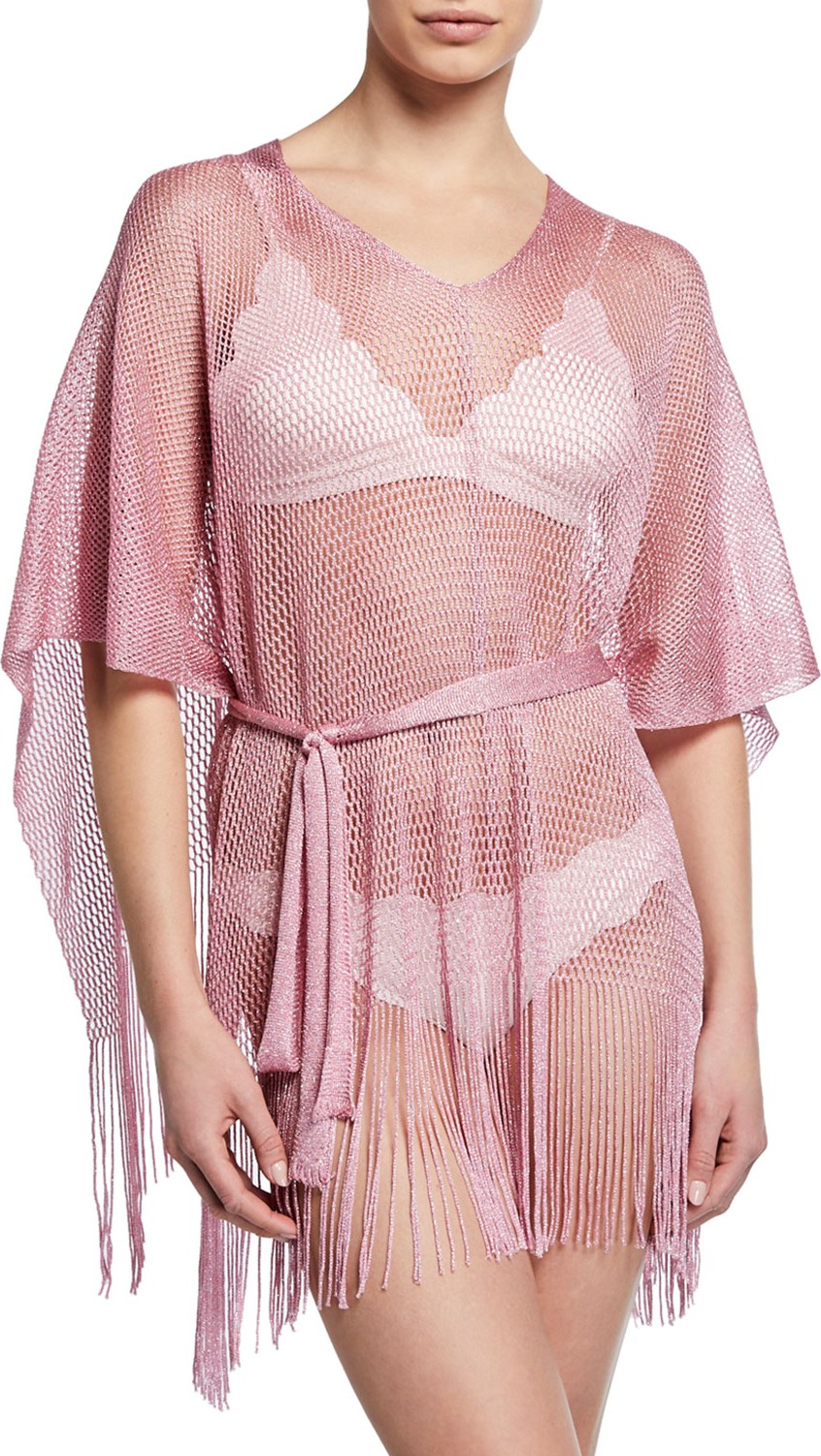 Missoni Fringe Bottom Woven Coverup, Pink