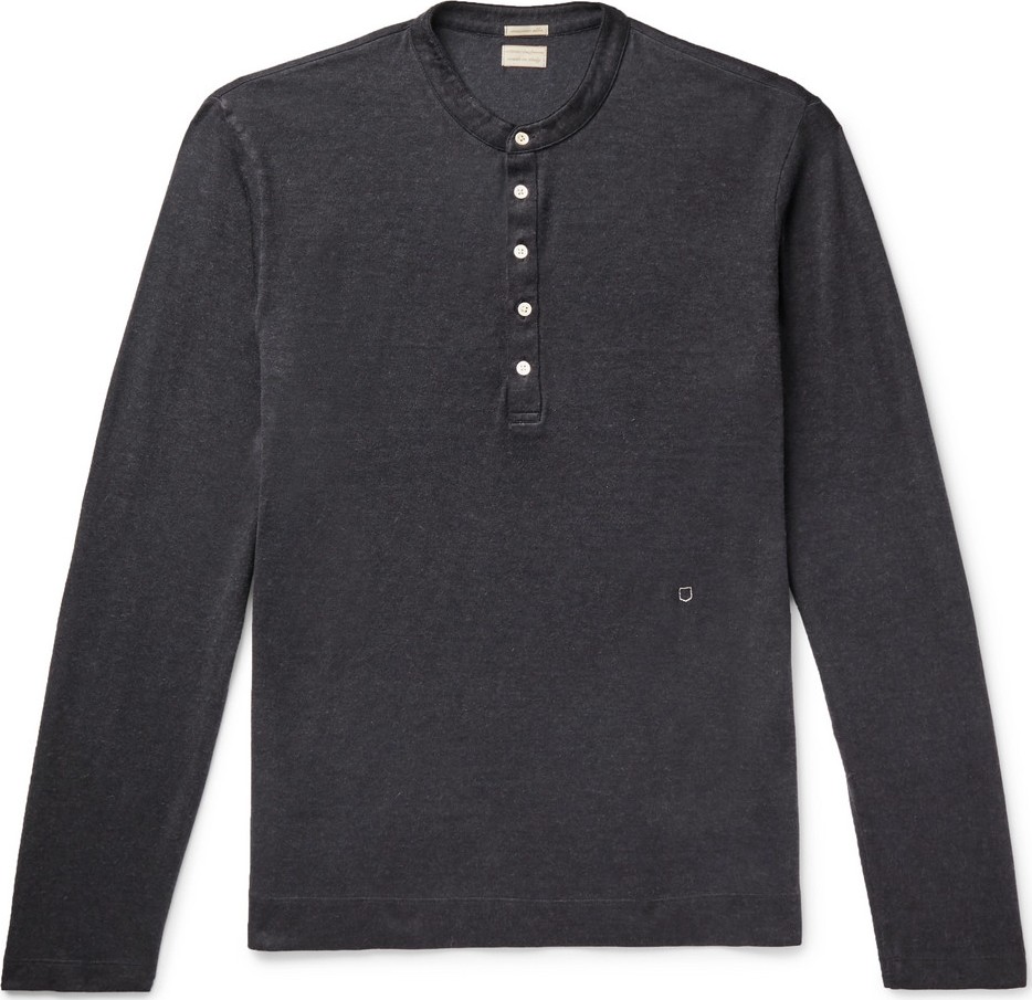 Massimo Alba Watercolour-Dyed Cotton and Cashmere-Blend Henley T-Shirt