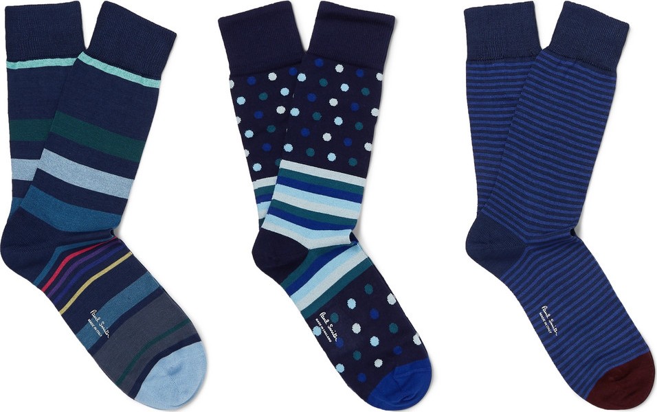 Paul Smith Three-Pack Striped Stretch Cotton-Blend Socks