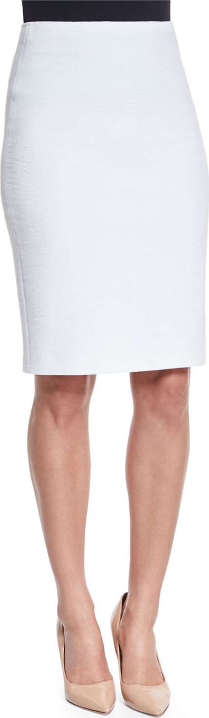 Armani Collezioni Ribbed Jersey Knit Pencil Skirt, Off White