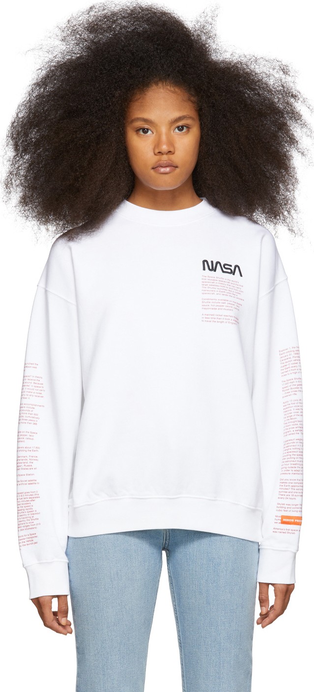 Heron Preston White Facts Crewneck Sweatshirt