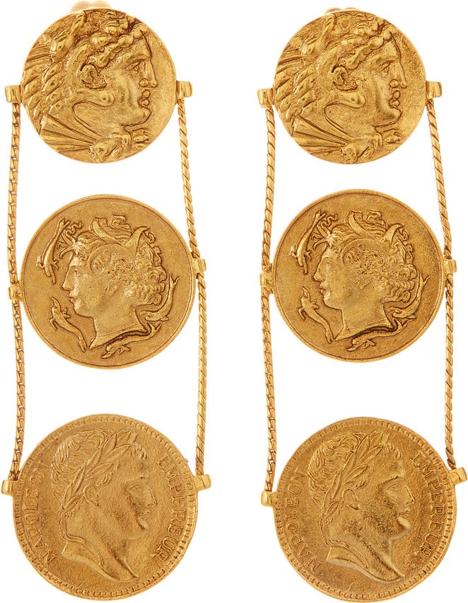 Oscar De La Renta Triple-Coin Clip-On Earrings