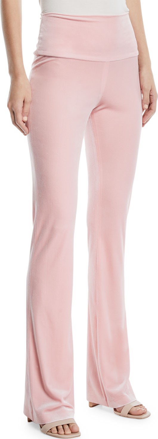Norma Kamali Velvet Pull-On Boot Pants, Dusty Pink