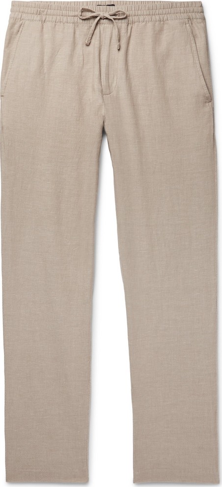 Club Monaco Slim-Fit Stretch Cotton and Linen-Blend Drawstring Trousers