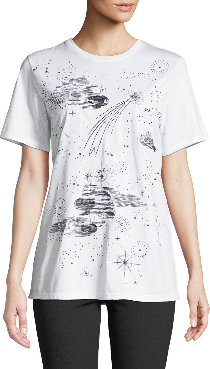 Escada Sport Clouds & Stars Crewneck Short-Sleeve Cotton Tee