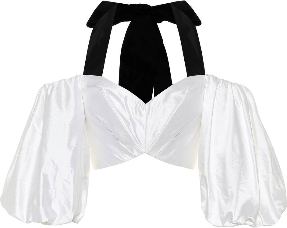 Rasario Halterneck silk-satin crop top