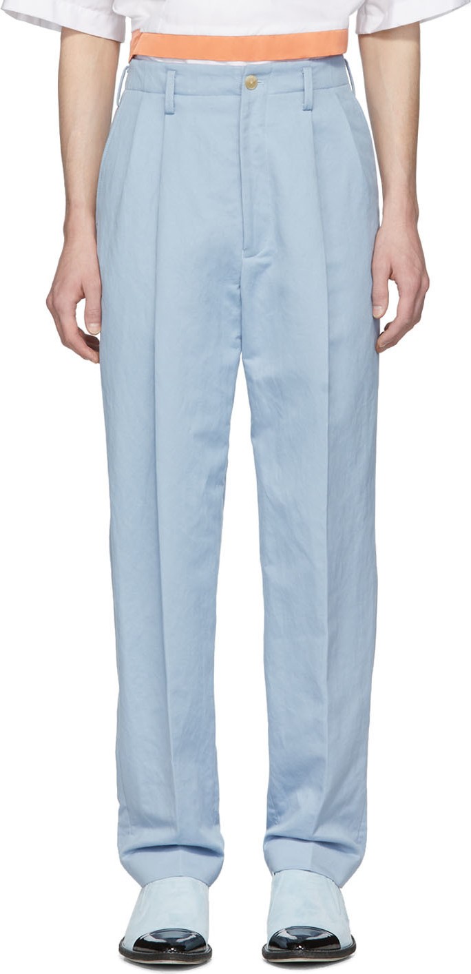 Haider Ackermann Blue High-Waist Trousers