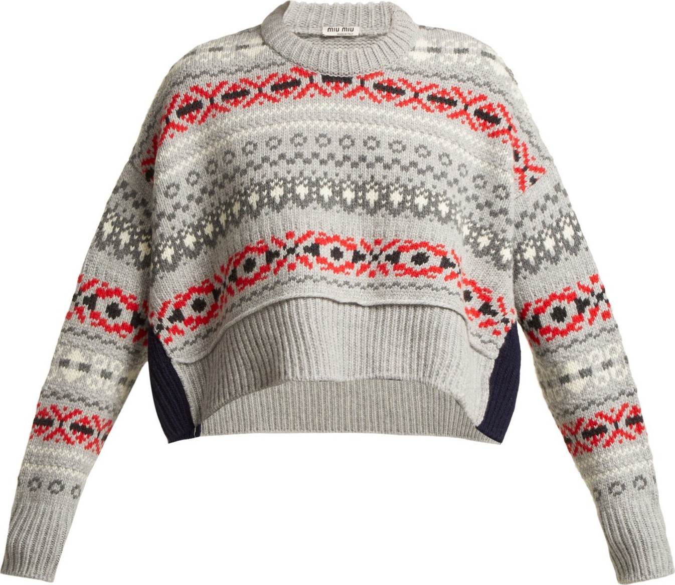 Miu Miu Cropped Fair Isle wool sweater