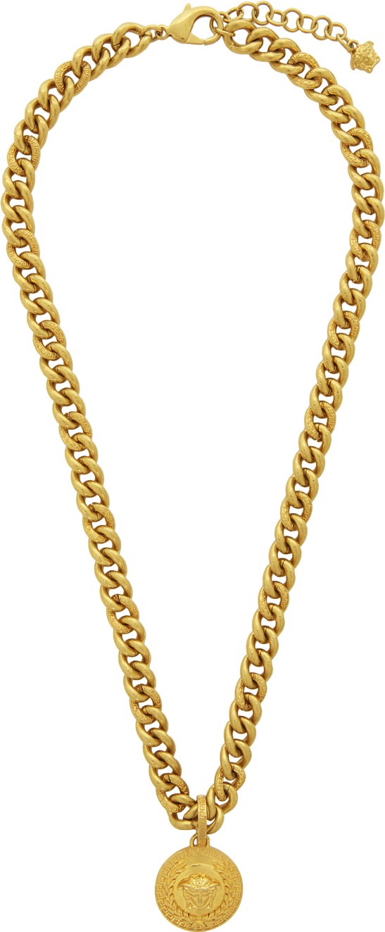 Versace SSENSE Exclusive Gold Laurel Medusa Pendant Necklace