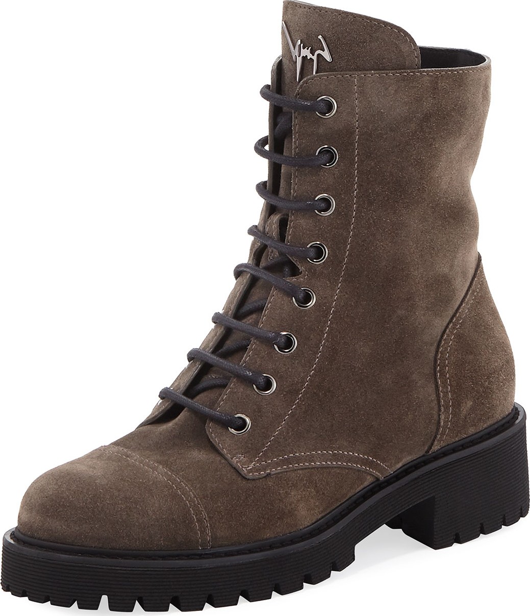 Giuseppe Zanotti Fur-Lined Lace-Up Combat Boots