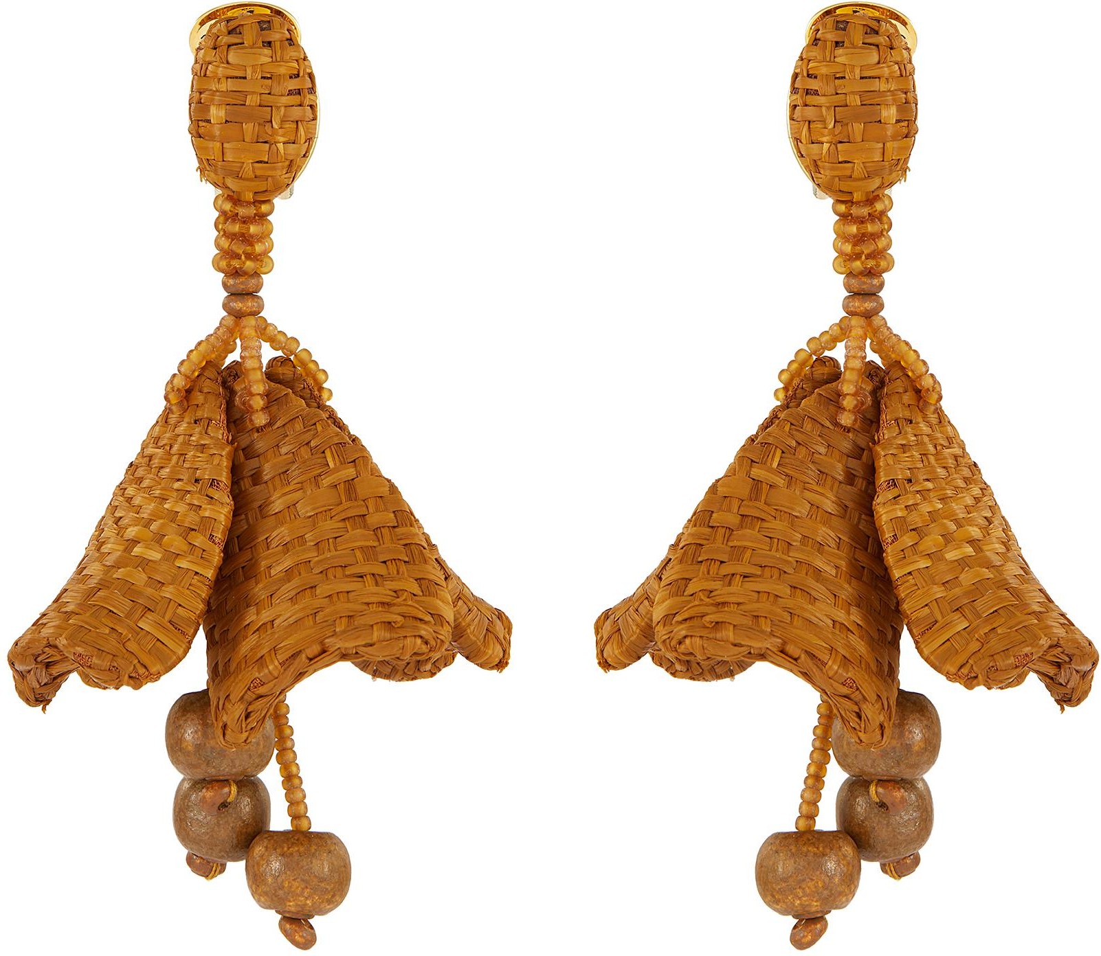 Oscar De La Renta Impatiens raffia earrings