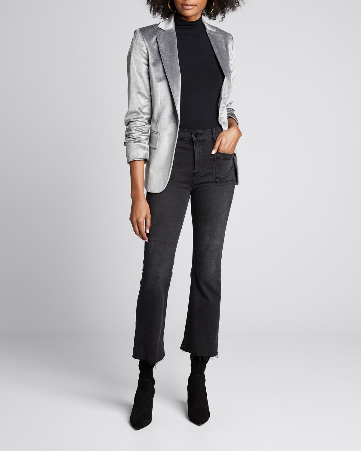 FRAME DENIM Velvet Classic Single-Button Blazer