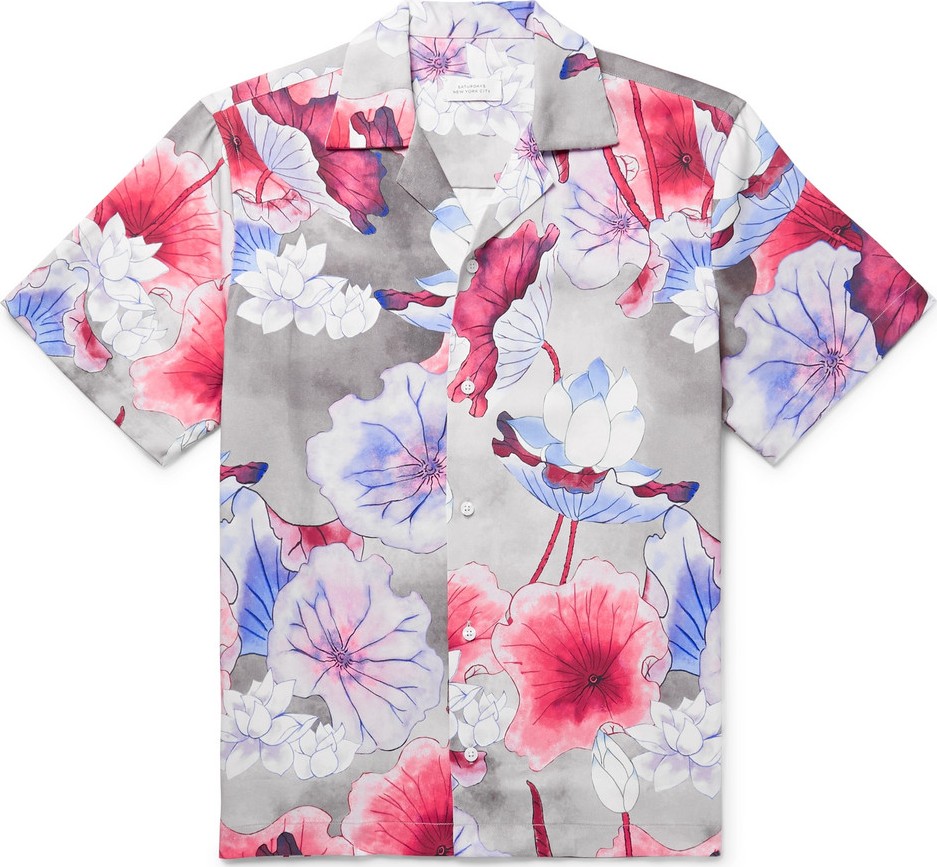 SATURDAYS NYC Camp-Collar Printed Lyocell Shirt