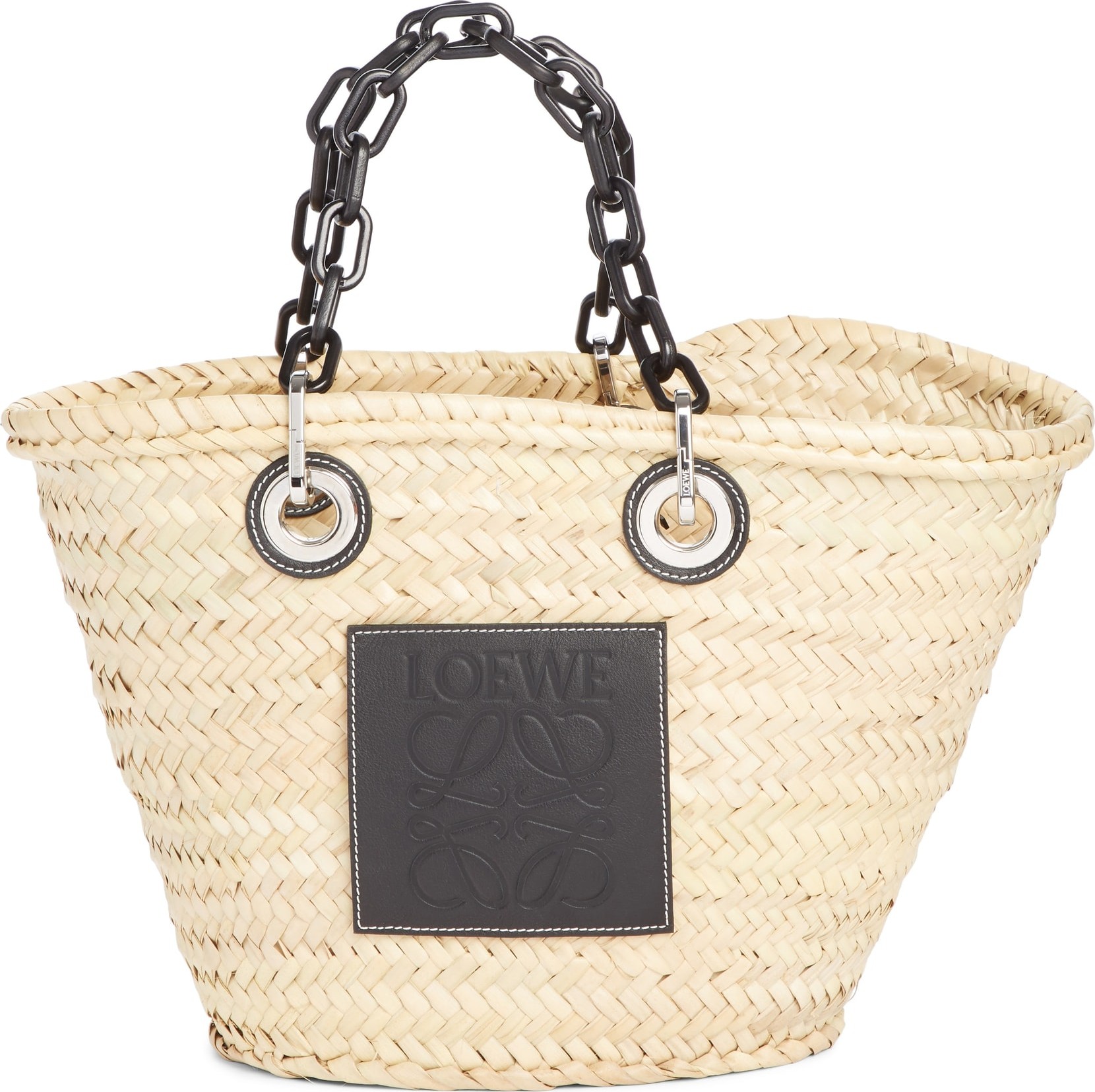 LOEWE Chain Handle Woven Palm Market Basket