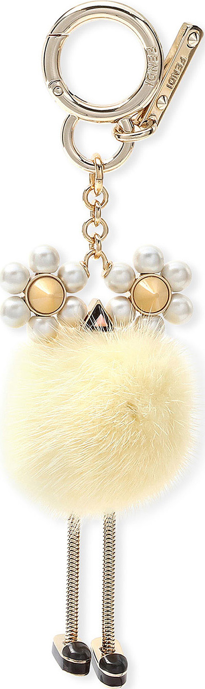 Fendi Chick Pompom Mink with Pearl Eye Bag Charm