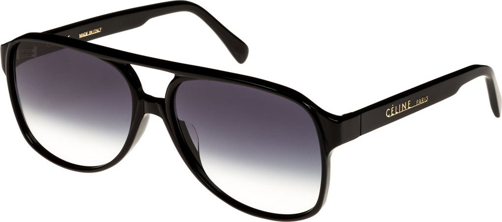 Celine Mirrored Acetate Aviator Sunglasses, Black