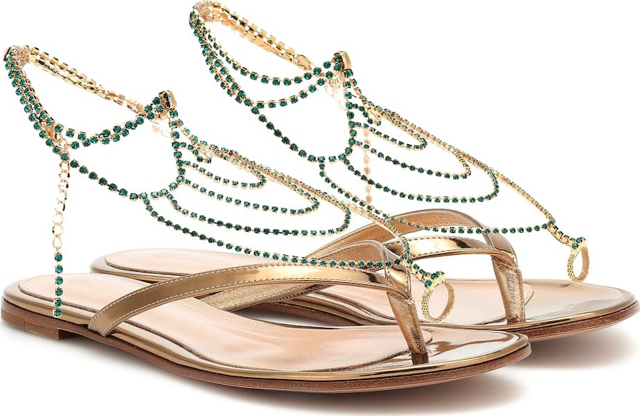 Gianvito Rossi Crystal Jewelry leather sandals